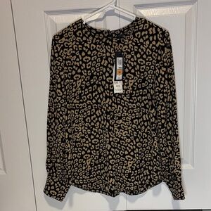 Marks & Spencer Black and Tan Animal Print Blouse size 6 NWT